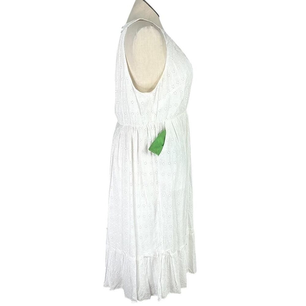 Torrid Halter Midi Dress Women 2X White Voile Eyelet Ruffle Sleeveless - Picture 6 of 12